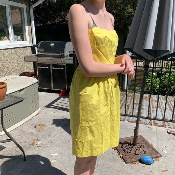 Sz 12 J Crew strapless dress yellow - Picture 5 of 6